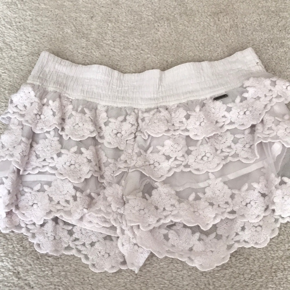 White lace shorts